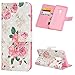 YOKIRIN Galaxy S9 Plus Case, Flip Folio Kickstand Case Premium PU Leather TPU Inner Bumper 3D Basso-Relievo Painting Shockproof Hand Straps Purse Credit Card Slots Slim-Fit Protective Cover, Rose
