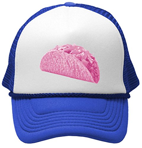 PINK TACO - funny joke gag meme saying Mesh Trucker Cap Hat, Royal