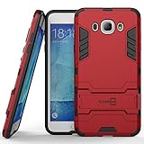 Galaxy J7 Case (2016, J710), CoverON [Shadow Armor Series] Hard Slim Hybrid Kickstand Phone Cover Case for Samsung Galaxy J7 2016 - Red & Black