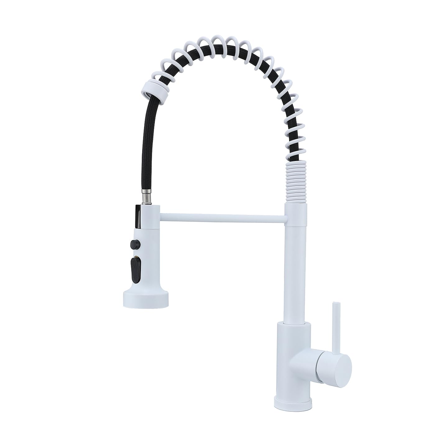 MIFULY White Kitchen Tap, with Pull Out Sprayer, Commercial Kitchen Tap 360 Swivel