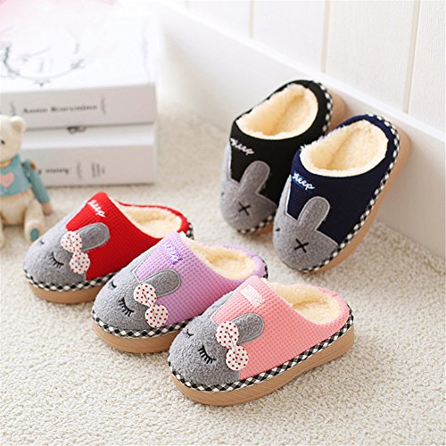 image for SITAILE Cute Home Shoes, Kids Fur Lined Indoor House Slippers Bunny Wa
