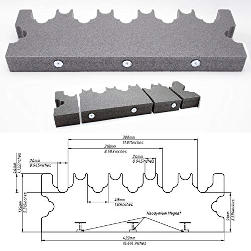 Seven Gun Foam Rack - 5+4 Optical Scopes 2 Without Optics- Rifle Barrel Rest with Magnetic Neodymium Magnet - Gun Storage - Weapon Rack Gun Safe Free Standing - Gun Rack Pegboard - Gift Man