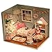 Flever Dollhouse Miniature DIY House Kit Creative Room With Furniture and Cover for Romantic Artwork Gift(Happy Little World)