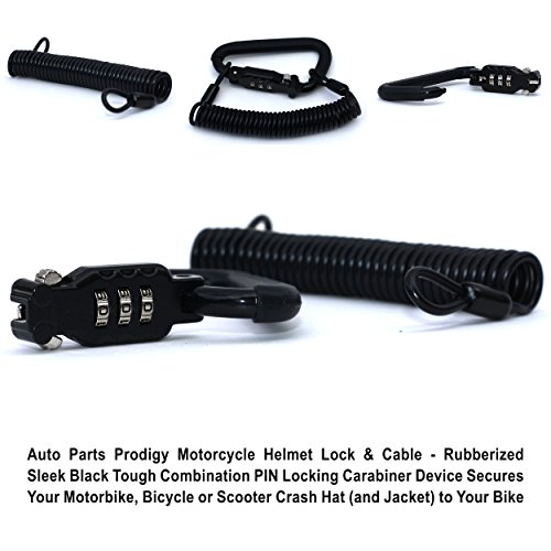 image for Auto Parts Prodigy Motorcycle Helmet Lock & Cable - Rubberized Sleek B