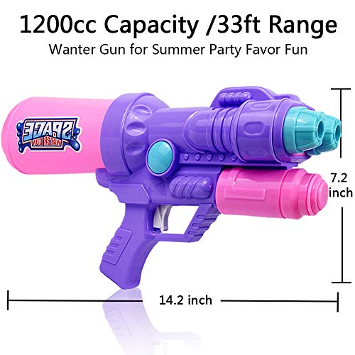 JUOIFIP 2 Pack Water Gun Super Water Blaster 2 Nozzles 1200cc High Capacity Pistol Squirt Gun Shoots 30-35 Ft Long Range Party Favor Summer Toys Swimming Pool Beach Sand Water Fight Toy Gun