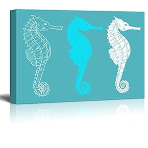 Wll Art Seahorse on Teal Ocean Theme Background and