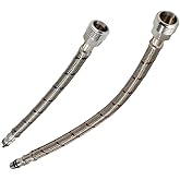 Kingston Brass KSSL154 Steeloom 9" & 12" Supply Line, 3/8" UNF x Male 1/2" NPSM, Stainless Steel