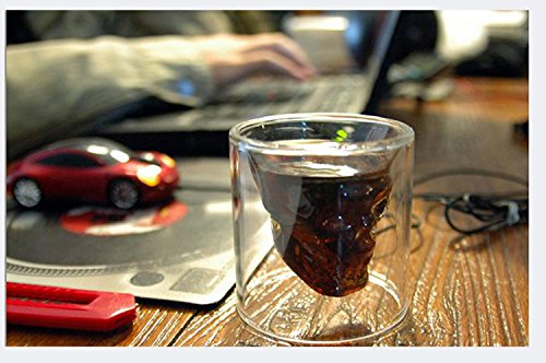 Blue Stones Creative Skull Shot Glass Beer Cup Double Layer Transparent Wine Whiskey Cup Drinkware Milk Juice Mug