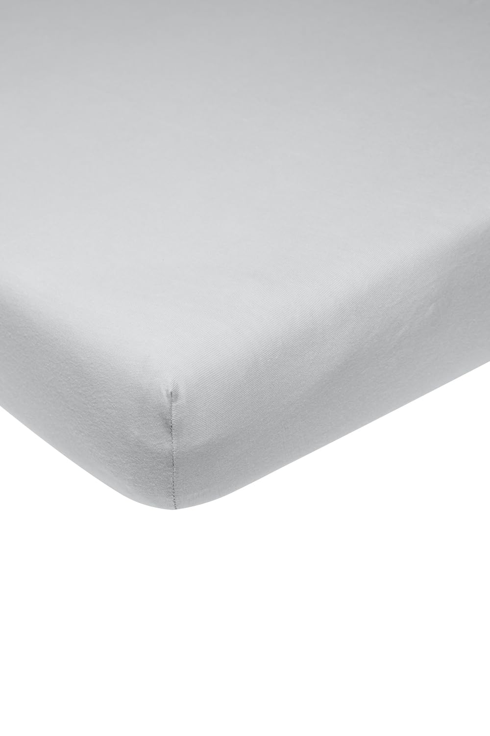 Meyco Home Basic Jersey Plain Fitted Sheet for Double Bed (Flat Sheet with Soft Jersey Quality, 100% Cotton, thanks to Elasticated Edging, Breathable, Dimensions: 180 x 200 cm), Light Grey