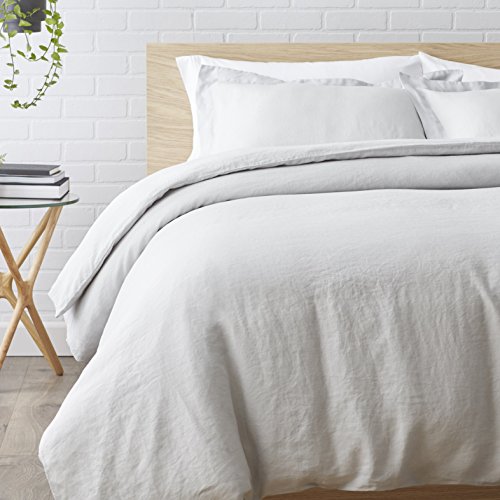 Bamboo Linen High Performance Duvet Cover (Comforter Cover) Set Tranquility (White, King/Cal King)