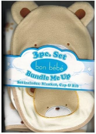 Bon Be'Be' - Bunndle Me Up - 3 Pc Bear Blanket, Cap &amp; Bib Set by Bundle Me Up