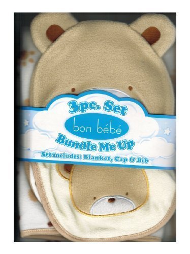 Bon Be'Be' - Bunndle Me Up - 3 Pc Bear Blanket, Cap &amp; Bib Set by Bundle Me Up