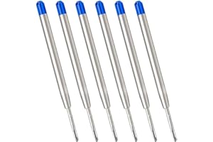 TAM CREATIO Parker Compatible Refills for Ballpoint Pens, Pack of 6 Refills (Medium Tip, Blue Refill)