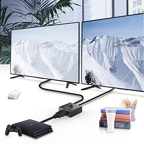 UNOOE HDMI 2.0 Switch 2 Ports Bi-direction Manual Switch 2x1 with Audio Output or HDMI AB Switch 1080p 4K 3D Support for HDTV,DVD,Blu-ray player,PS3,PS4,Xbox,Roku,Fire TV Stick,DVR,Projector,PC
