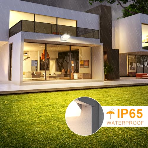 ledmo 60W Outdoor LED Wall Light 360° Modern Adjustable Outdoor Lamps Outdoor LED Spotlight for Terrace Entrance Gardens, White, 126 LEDs, 5000 Lumens, Warm White 3000K, IP65