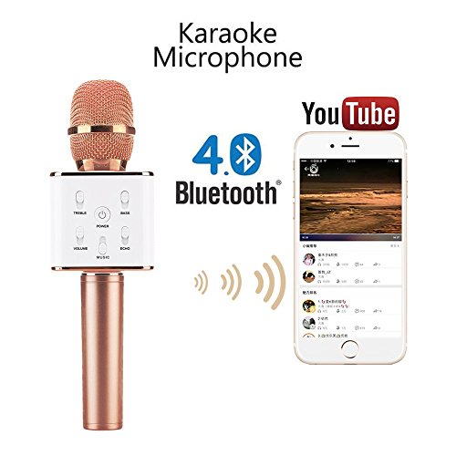 Q7[Upgraded Version] Karaoke Microphone Wireless Bluetooth Speaker 2-in-1 Handheld Sing & Portable KTV Player Mini Home KTV Music Machine System for iPhone/Android Smartphone/Tablet Compatible