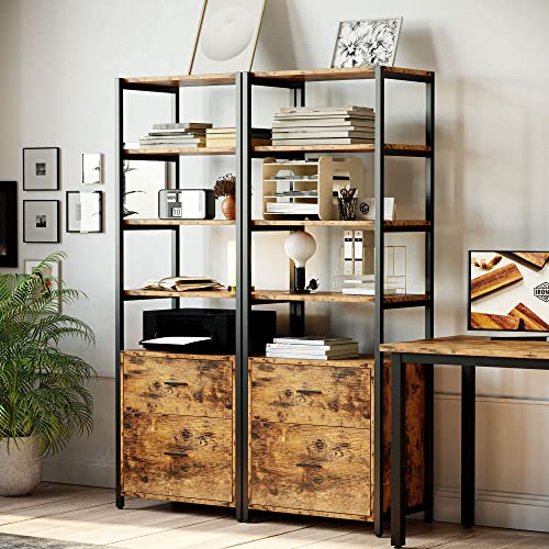 IRONCK Industrial Bookcase with File Drawers, 71.6 in Tall