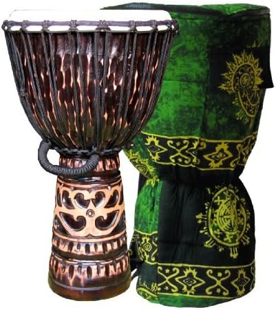 Deep-Carved Chocolate Djembe w/ Free Bag 24" x 12"