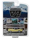 1967 Ford Mustang Coupe Yellow with Black Stripes and a Pair of Skis Ski Country Special Hobby Exclusive 1/64 Diecast Model Car by Greenlight 30007