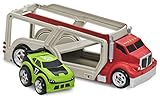 Kid Galaxy Squeezable Car Carrier Truck with Pull Back Race Car. Toddler Wind Up Vehicle Transporter Playset