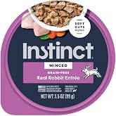Instinct Original Minced Cups, Wet Cat Food, Rabbit, 3.5 oz (12 Count) | Finely minced cuts in savory gravy, high protein, farm-raised rabbit, whole-food ingredients, grain-free, hydration support