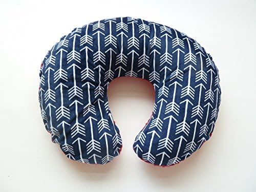 Minky Nursing Pillow Cover. Navy Arrow Cuddle. You choose the Dimple Dot back. Back is pictured in Red Dimple Dot.