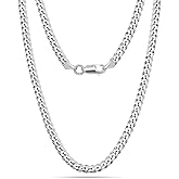 LeCalla Solid 925 Sterling Silver Italian 4.5mm, 6mm Diamond-Cut Cuban Link Curb Chain Necklace for Men Women (16, 18, 20, 22, 24, 26 Inches), Made in Italy