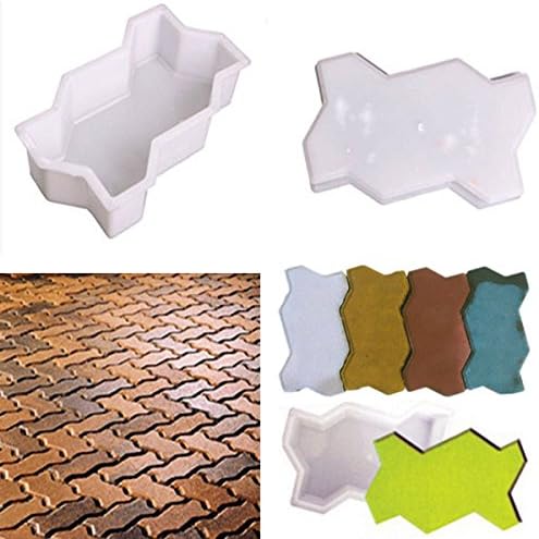 JTW 2Pcs DIY Waves shape - Easy Brick Path Mold path way concrete paving brick Pavement Walkway mold Plastic (13 x 24 x 6 cm) White color
