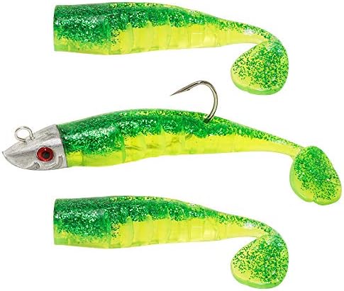DAOUD Soft Lead Head Bait Fishing Lure Set with Hook Trolling Jigs Swimbait (Green)