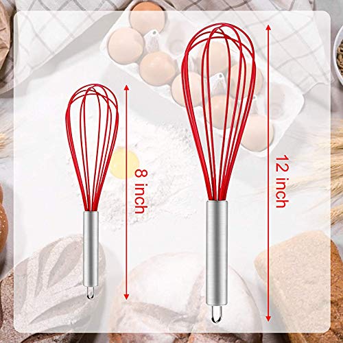 Silicone Whisk Set,Hdiwousp Egg Whisks with Stainless Steel Handle