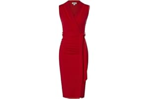 GRACE KARIN Women's Wear to Work Sleeveless Ruched Bodycon Office Pencil Midi Dresses with Belt