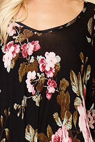 Annabelle Women's Plus Size 3/4 Sleeve Comfy Harem Pocket Jumpsuit Rompers Pretty Pink and Green Floral Print X-Large J8047B