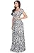 KOH KOH Womens Long Cap Short Sleeve Print V-Neck Empire Waist Summer Maxi Dress