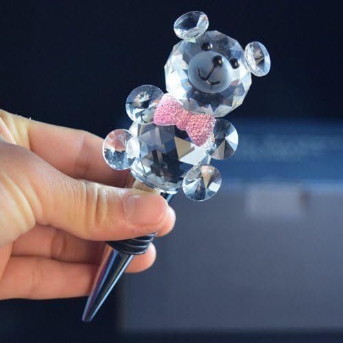 Diamond Crystal panda design Wine Bottle Stopper Wine Saver Sealer with Gift Box (pink)