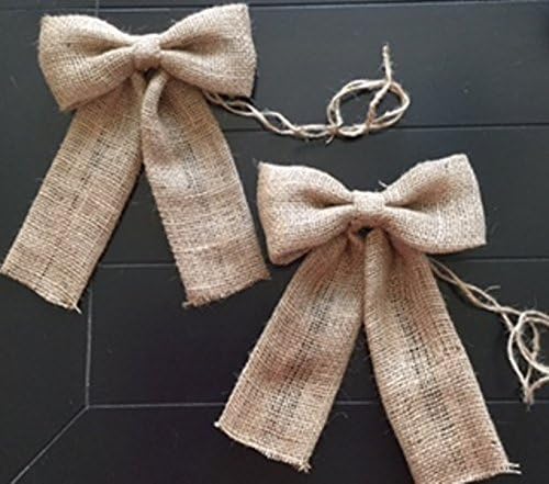 Sweet Pair (2) Burlap Single Loop 8" Wide Bows Table Runner Chair Bows Rustic Wedding Decor Outdoor Reception Wreath Baby Shower