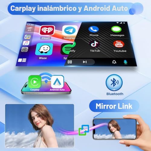 Inefala 4+64G Stereo for Seat Altea 2004-2015 Toledo 2004-2009 Android 15 with Wireless Carplay and Android Auto, 9'' Radio Screen with Bluetooth 32EQ GPS FM/RDS SWC AHD Reverse Camera