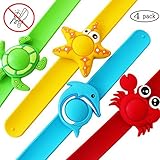 Coolfire 4 Pack Natural Mosquito Repellent Slap On Bracelets Wristband for Kids Baby. Bug Insect Repeller Bracelets DEET Free