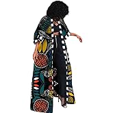 Women's African Open Front Maxi Cardigan Polyester Dashiki Lightweight Open Front Ankara Kimono Jacket Outwear