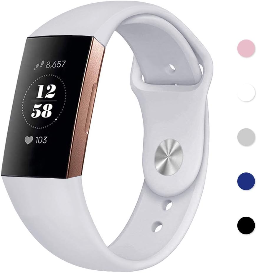 Dolank compatible with Fitbit Charge 3 Strap, Premium TPU Sport Replacement Bands Adjustable Wristband Fitness Accessories Small Large Women Men for Fitbit Charge 3 Advanced Health & Fitness Tracker