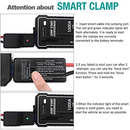 Vekkia Portable Lithium Car Jump Starter Power Pack Battery Booster