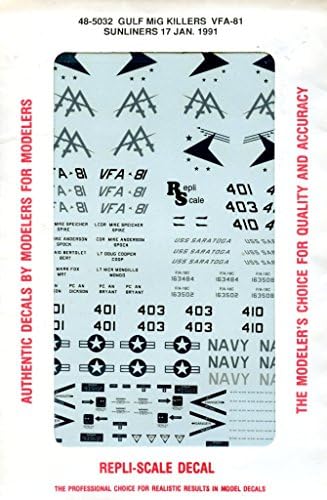 Repli Scale Decal 1:48 Gulf MiG Killers VFA-81 Sunliners 17 Jan 1991 #48-5032