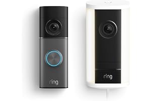 Ring Wired Doorbell Pro (Newest Model), Deep Silver with Spotlight Cam Pro, Plug-In (Newest Model), White