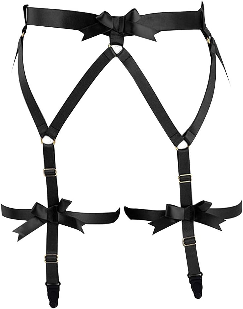 Women Strappy Body Harness Garter Belt Stockings Lingerie Elastic Suspender Belt