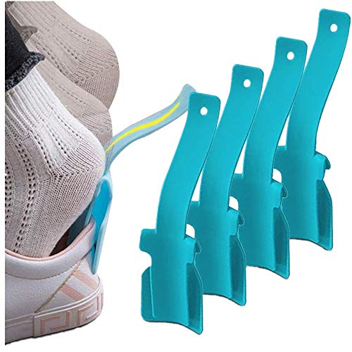 Lazy Shoe Helper, 2020 4 Pieces Portable Sock Slider - Handled Shoe Horn - Shoe Lifting Helper Easy on Easy Off, Plastic Shoehorn for Men, Women and Kids - Fits for All Shoes