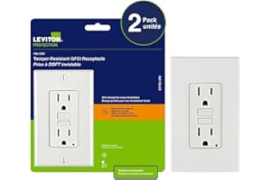 Leviton 2-Pack GFCI, 15 Amp Tamper-Resistant Receptacle with Led Indicator, GFTR1-2PK, White