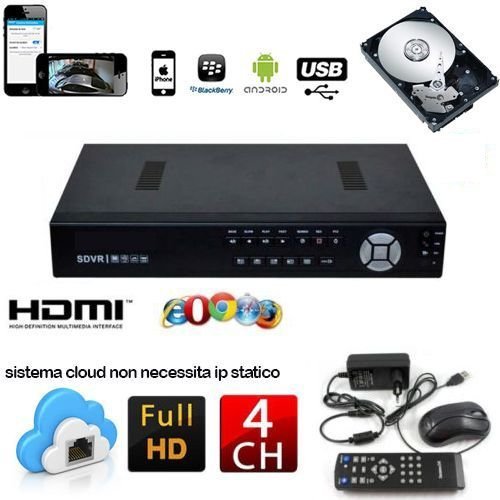 title=DVR NVR HVR SVR SDVR 4 CH CANALI FULL HD 960H