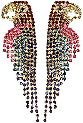 Discount Jewelry, Women's Luxury 18K Gold Plated Colorful Parrot Rhinestone Crystal Drop Earrings