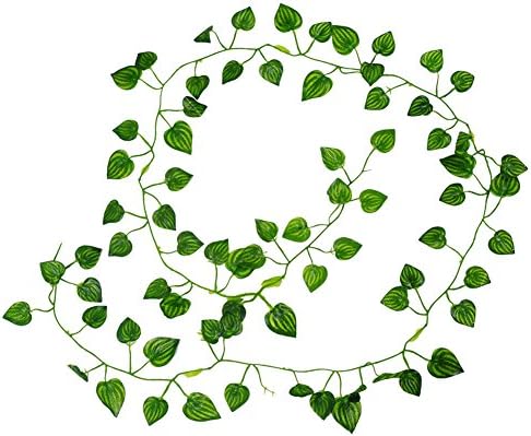 2m 12 Pcs Simulation Green Leaves Rattan Artifical Fake Flowers Plants Hanging Vine Garden Wall Decoration Garland (Watermelon)