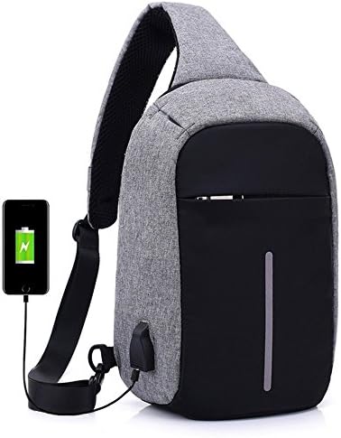 GooGood Anti-Theft Sling Bag with USB Charging Port - Gray