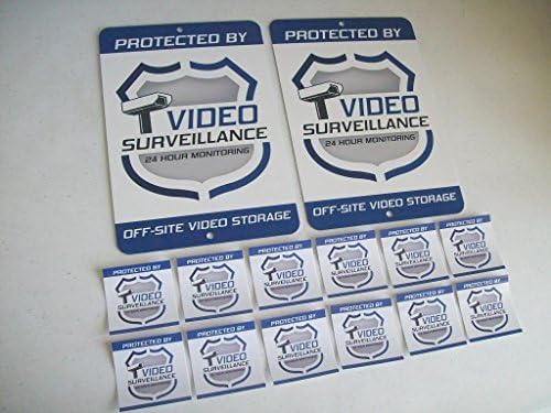2 Video Surveillance Security System Yard Signs &amp; 12 Window Stickers Stock # 715
